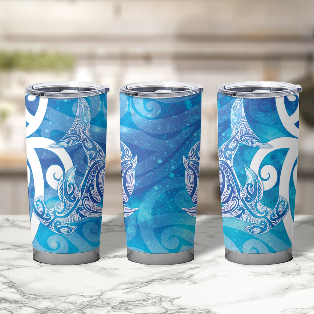 Hammerhead Shark Tattoo New Zealand Tumbler Cup Maori Galaxy Mangopare Pattern
