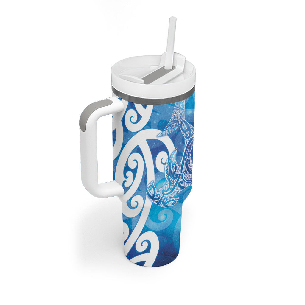Hammerhead Shark Tattoo New Zealand Tumbler With Handle Maori Galaxy Mangopare Pattern