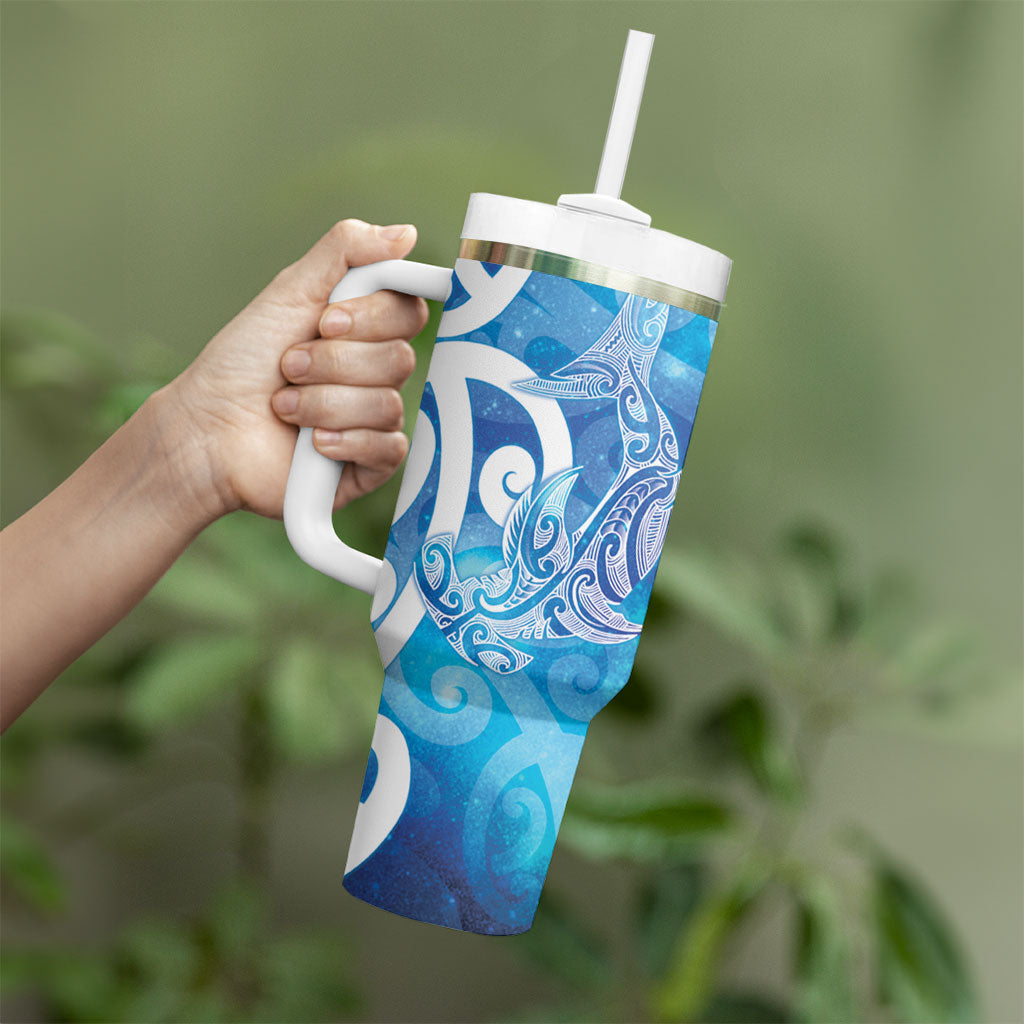 Hammerhead Shark Tattoo New Zealand Tumbler With Handle Maori Galaxy Mangopare Pattern