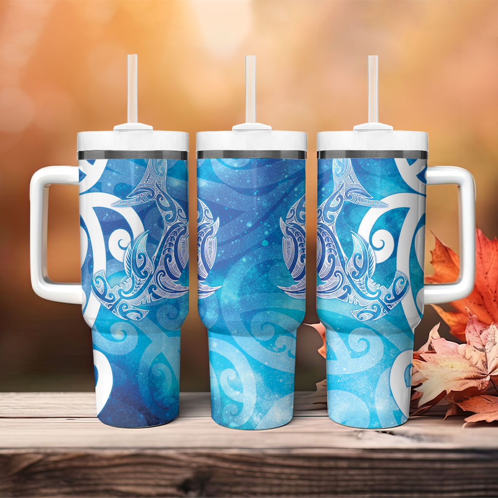 Hammerhead Shark Tattoo New Zealand Tumbler With Handle Maori Galaxy Mangopare Pattern