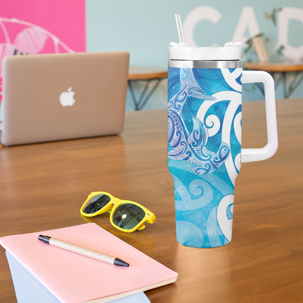 Hammerhead Shark Tattoo New Zealand Tumbler With Handle Maori Galaxy Mangopare Pattern