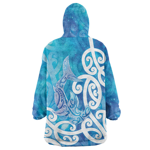 Hammerhead Shark Tattoo New Zealand Wearable Blanket Hoodie Maori Galaxy Mangopare Pattern