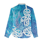 Hammerhead Shark Tattoo New Zealand Women Casual Shirt Maori Galaxy Mangopare Pattern