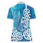 Hammerhead Shark Tattoo New Zealand Women Polo Shirt Maori Galaxy Mangopare Pattern