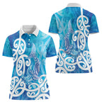 Hammerhead Shark Tattoo New Zealand Women Polo Shirt Maori Galaxy Mangopare Pattern