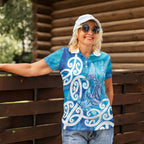 Hammerhead Shark Tattoo New Zealand Women Polo Shirt Maori Galaxy Mangopare Pattern