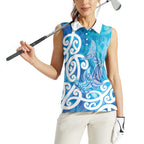 Hammerhead Shark Tattoo New Zealand Women Sleeveless Polo Shirt Maori Galaxy Mangopare Pattern