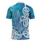 Hammerhead Shark Tattoo New Zealand Zipper Polo Shirt Maori Galaxy Mangopare Pattern