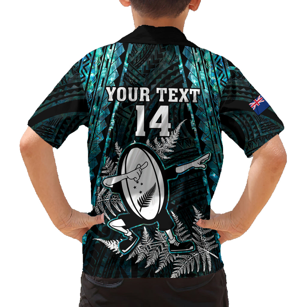 custom-new-zealand-silver-fern-rugby-kid-hawaiian-shirt-aotearoa-all-black-dabbing-ball-with-maori-paua-shell
