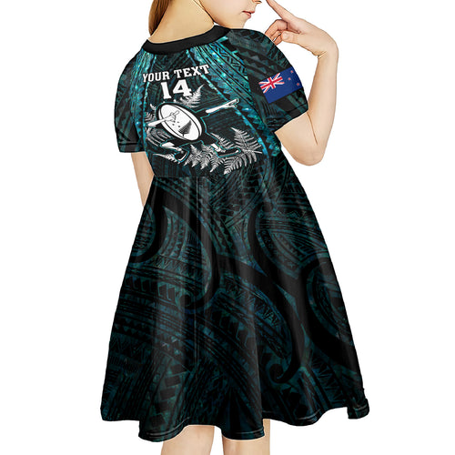 custom-new-zealand-silver-fern-rugby-kid-short-sleeve-dress-aotearoa-all-black-dabbing-ball-with-maori-paua-shell