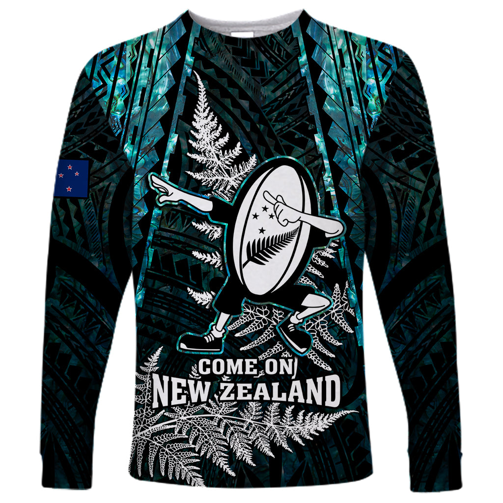 custom-new-zealand-silver-fern-rugby-long-sleeve-shirt-aotearoa-all-black-dabbing-ball-with-maori-paua-shell