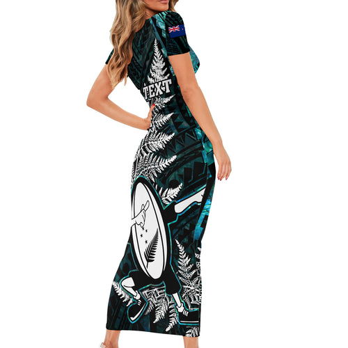 custom-new-zealand-silver-fern-rugby-short-sleeve-bodycon-dress-aotearoa-all-black-dabbing-ball-with-maori-paua-shell