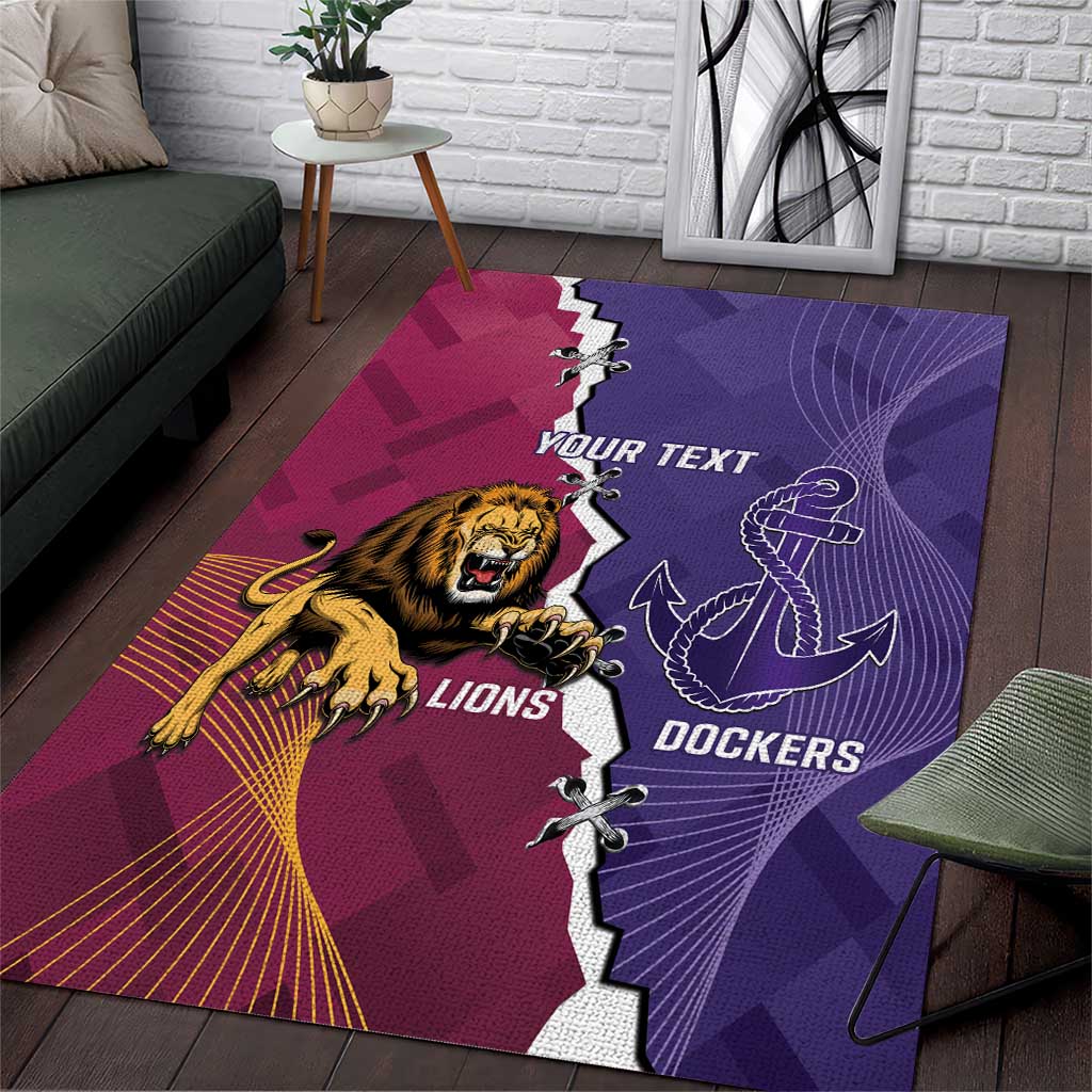 Dockers And Lions Football Custom Area Rug 2025 Sporty Dynamic Version - Aussie Hoodie