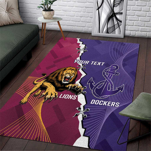 Dockers And Lions Football Custom Area Rug 2025 Sporty Dynamic Version - Aussie Hoodie