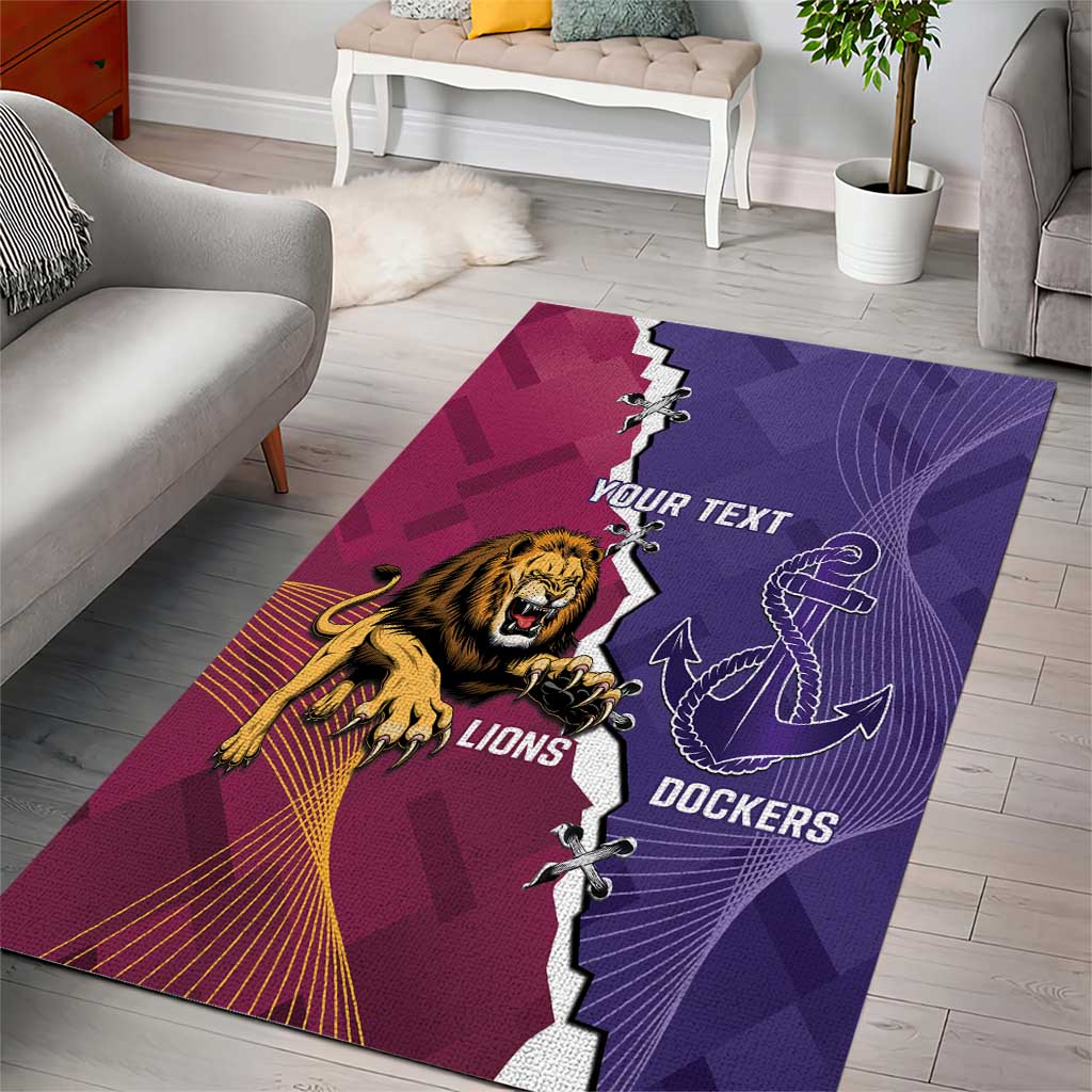 Dockers And Lions Football Custom Area Rug 2025 Sporty Dynamic Version - Aussie Hoodie
