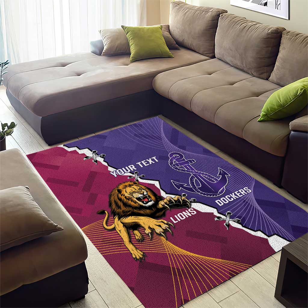 Dockers And Lions Football Custom Area Rug 2025 Sporty Dynamic Version - Aussie Hoodie