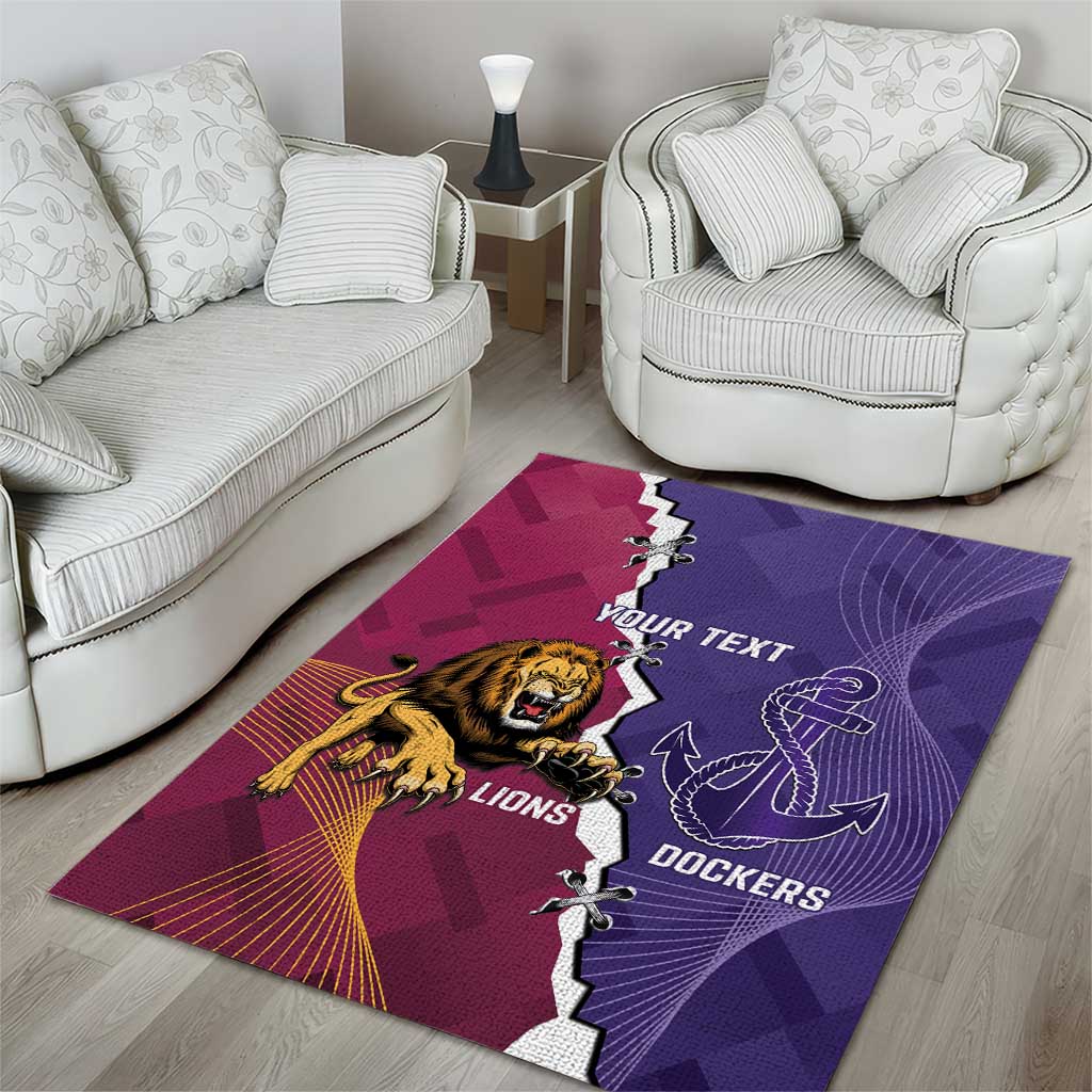 Dockers And Lions Football Custom Area Rug 2025 Sporty Dynamic Version - Aussie Hoodie