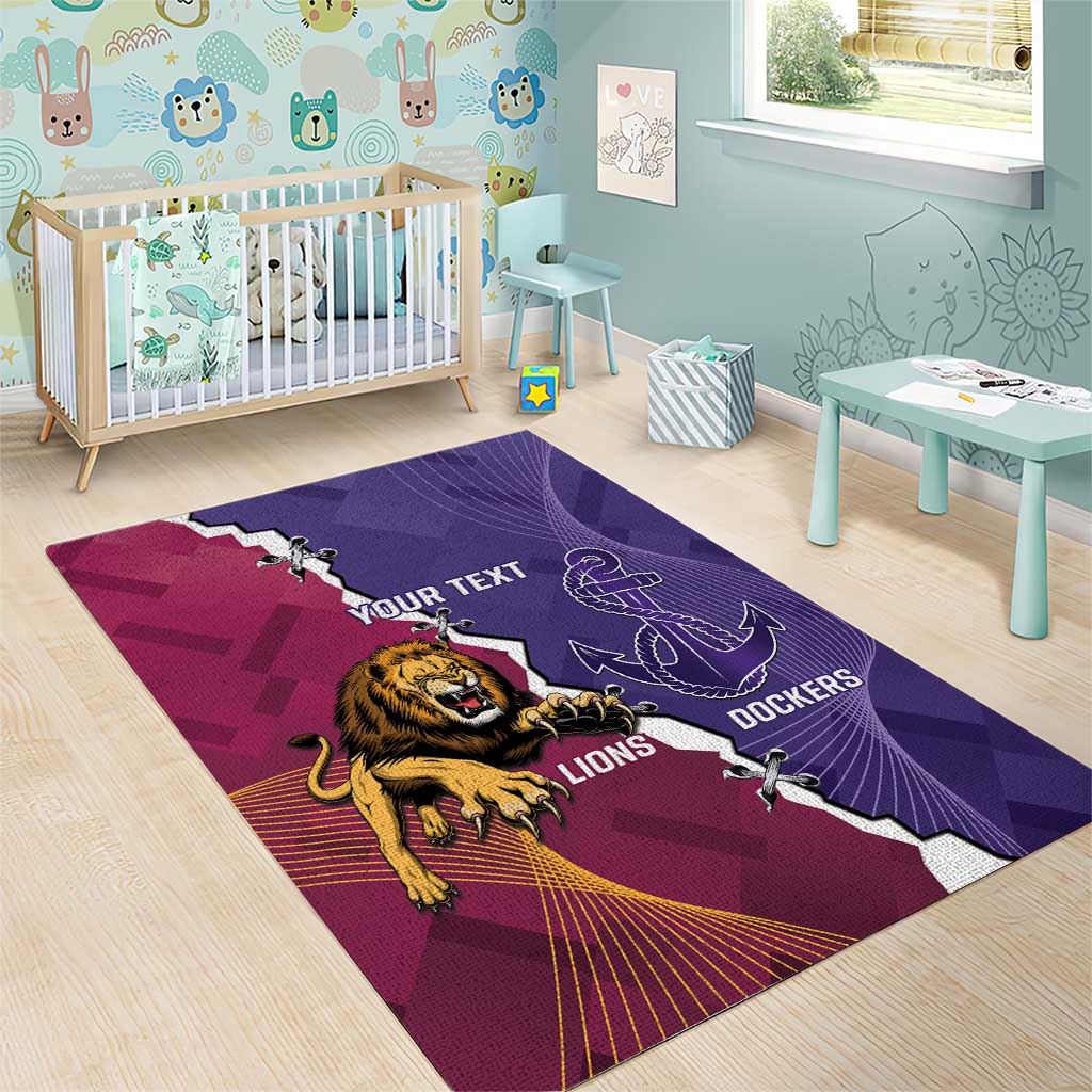 Dockers And Lions Football Custom Area Rug 2025 Sporty Dynamic Version - Aussie Hoodie