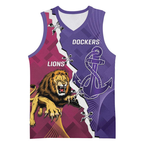 Dockers And Lions Football Custom Basketball Jersey 2025 Sporty Dynamic Version - Aussie Hoodie