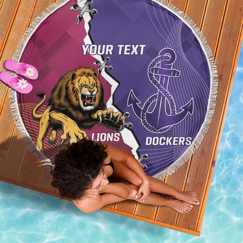 Dockers And Lions Football Custom Beach Blanket 2025 Sporty Dynamic Version - Aussie Hoodie
