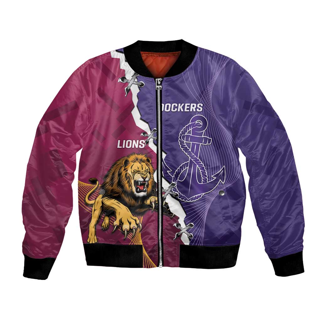 Dockers And Lions Football Custom Bomber Jacket 2025 Sporty Dynamic Version - Aussie Hoodie