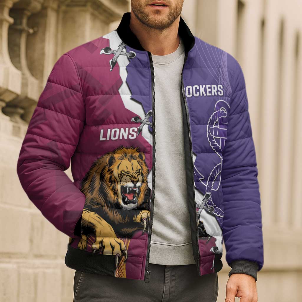 Dockers And Lions Football Custom Bomber Puffer Jacket 2025 Sporty Dynamic Version - Aussie Hoodie