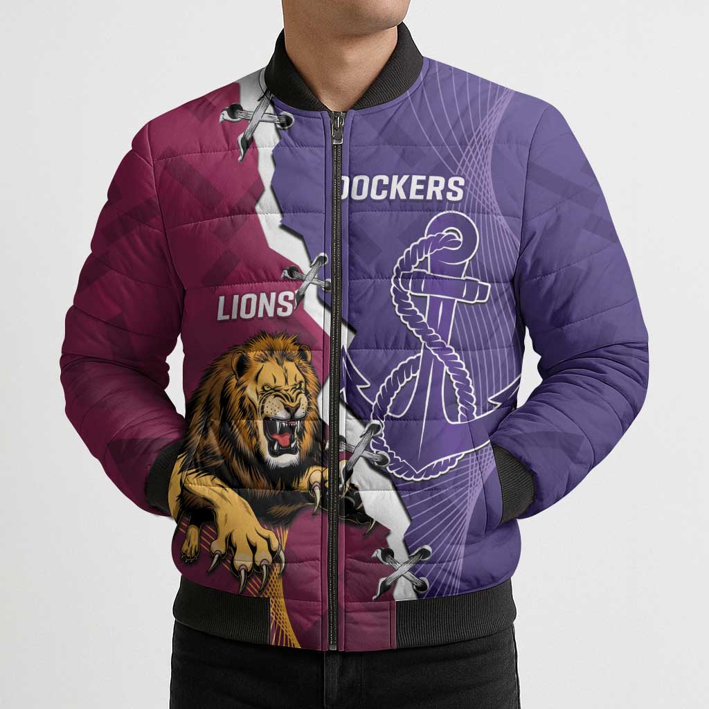 Dockers And Lions Football Custom Bomber Puffer Jacket 2025 Sporty Dynamic Version - Aussie Hoodie
