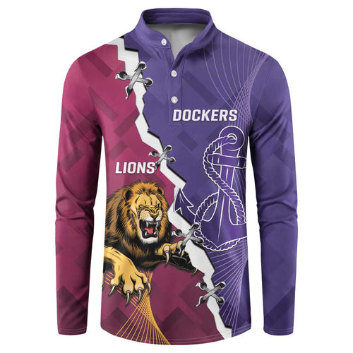 Dockers And Lions Football Custom Button Sweatshirt 2025 Sporty Dynamic Version - Aussie Hoodie