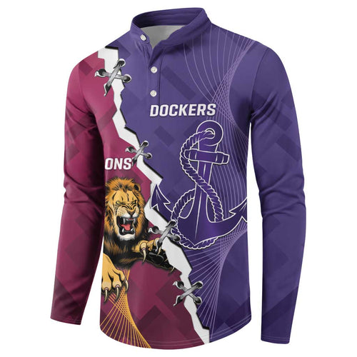 Dockers And Lions Football Custom Button Sweatshirt 2025 Sporty Dynamic Version - Aussie Hoodie