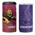 Dockers And Lions Football 4 in 1 Can Cooler Tumbler 2025 Sporty Dynamic Version - Aussie Hoodie