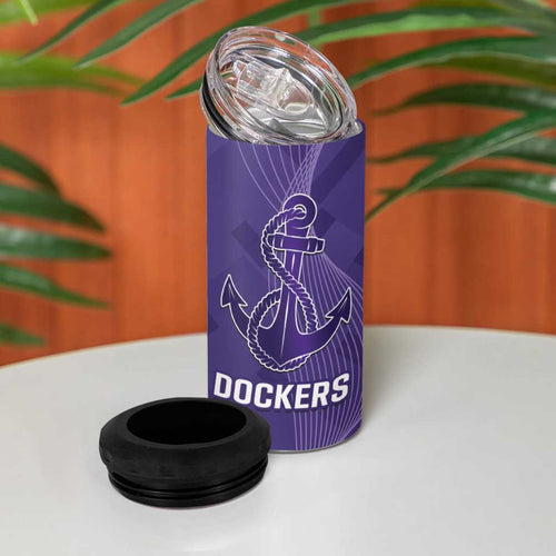 Dockers And Lions Football 4 in 1 Can Cooler Tumbler 2025 Sporty Dynamic Version - Aussie Hoodie