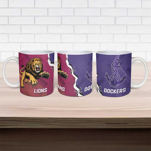 Dockers And Lions Football Ceramic Mug 2025 Sporty Dynamic Version - Aussie Hoodie