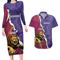 Dockers And Lions Football Custom Couples Matching Long Sleeve Bodycon Dress and Hawaiian Shirt 2025 Sporty Dynamic Version - Aussie Hoodie