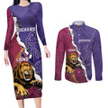 Dockers And Lions Football Custom Couples Matching Long Sleeve Bodycon Dress and Long Sleeve Button Shirt 2025 Sporty Dynamic Version - Aussie Hoodie