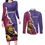 Dockers And Lions Football Custom Couples Matching Long Sleeve Bodycon Dress and Long Sleeve Button Shirt 2025 Sporty Dynamic Version - Aussie Hoodie