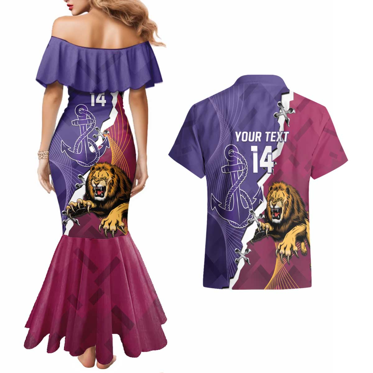 Dockers And Lions Football Custom Couples Matching Mermaid Dress and Hawaiian Shirt 2025 Sporty Dynamic Version - Aussie Hoodie