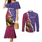 Dockers And Lions Football Custom Couples Matching Mermaid Dress and Long Sleeve Button Shirt 2025 Sporty Dynamic Version - Aussie Hoodie