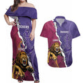 Dockers And Lions Football Custom Couples Matching Off Shoulder Maxi Dress and Hawaiian Shirt 2025 Sporty Dynamic Version - Aussie Hoodie