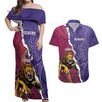 Dockers And Lions Football Custom Couples Matching Off Shoulder Maxi Dress and Hawaiian Shirt 2025 Sporty Dynamic Version - Aussie Hoodie