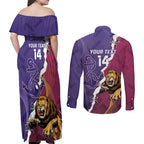 Dockers And Lions Football Custom Couples Matching Off Shoulder Maxi Dress and Long Sleeve Button Shirt 2025 Sporty Dynamic Version - Aussie Hoodie