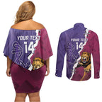 Dockers And Lions Football Custom Couples Matching Off Shoulder Short Dress and Long Sleeve Button Shirt 2025 Sporty Dynamic Version - Aussie Hoodie