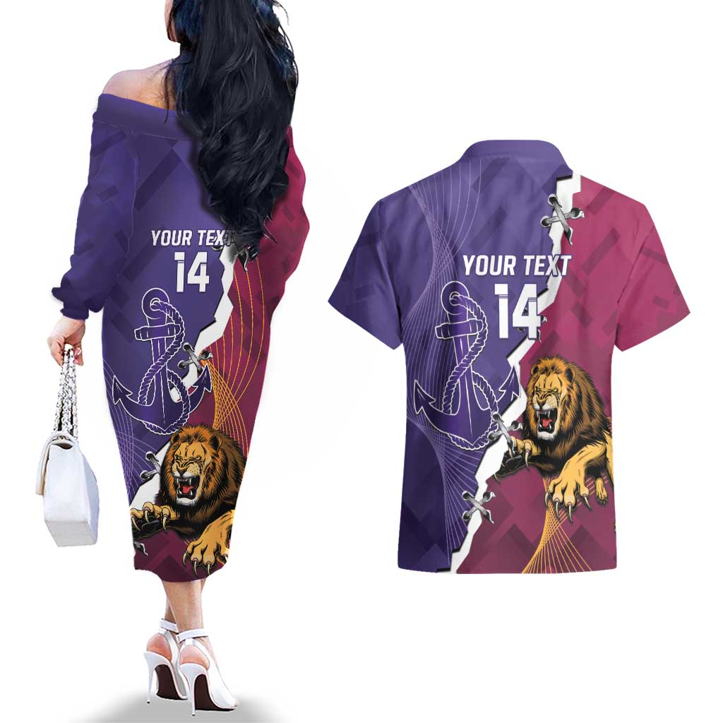 Dockers And Lions Football Custom Couples Matching Off The Shoulder Long Sleeve Dress and Hawaiian Shirt 2025 Sporty Dynamic Version - Aussie Hoodie