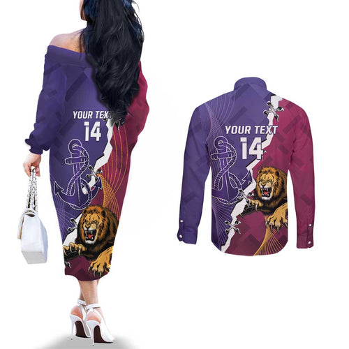 Dockers And Lions Football Custom Couples Matching Off The Shoulder Long Sleeve Dress and Long Sleeve Button Shirt 2025 Sporty Dynamic Version - Aussie Hoodie