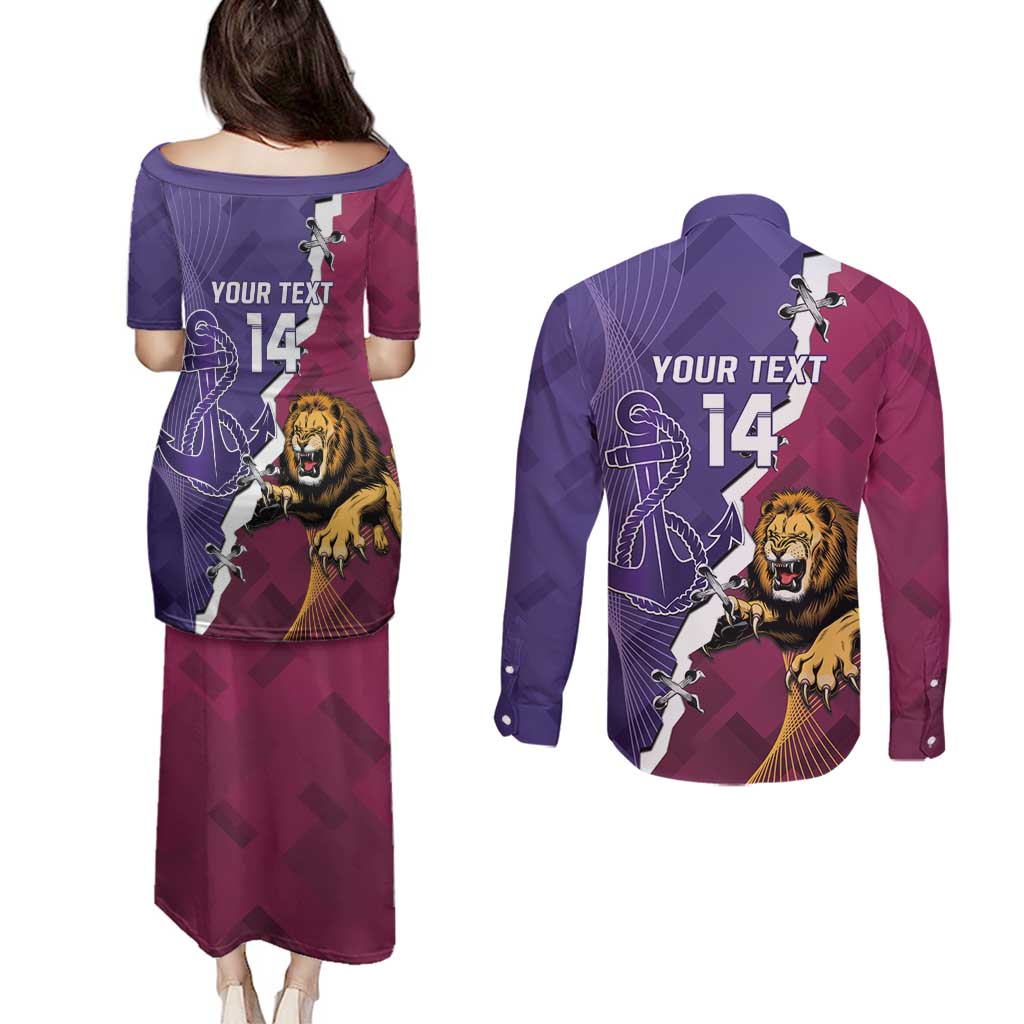 Dockers And Lions Football Custom Couples Matching Puletasi and Long Sleeve Button Shirt 2025 Sporty Dynamic Version - Aussie Hoodie