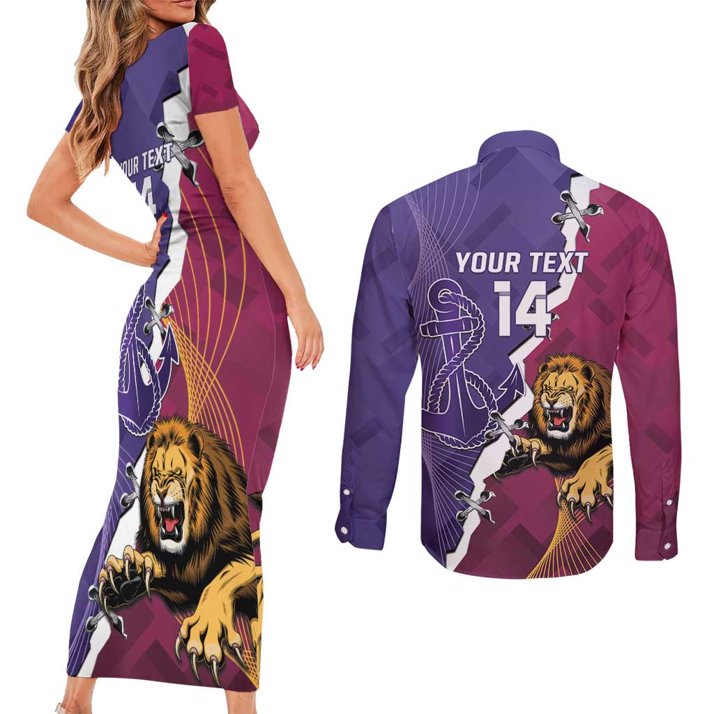 Dockers And Lions Football Custom Couples Matching Short Sleeve Bodycon Dress and Long Sleeve Button Shirt 2025 Sporty Dynamic Version - Aussie Hoodie