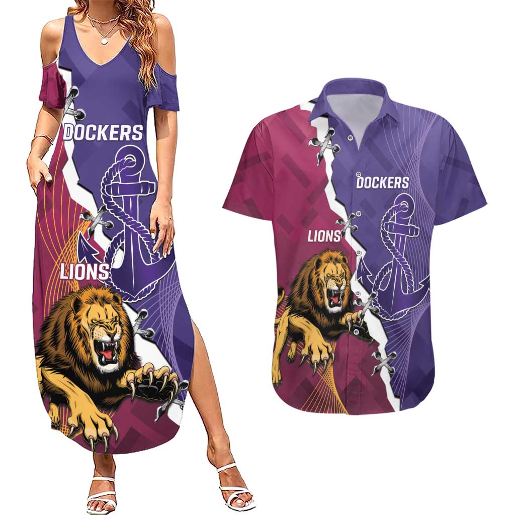 Dockers And Lions Football Custom Couples Matching Summer Maxi Dress and Hawaiian Shirt 2025 Sporty Dynamic Version - Aussie Hoodie
