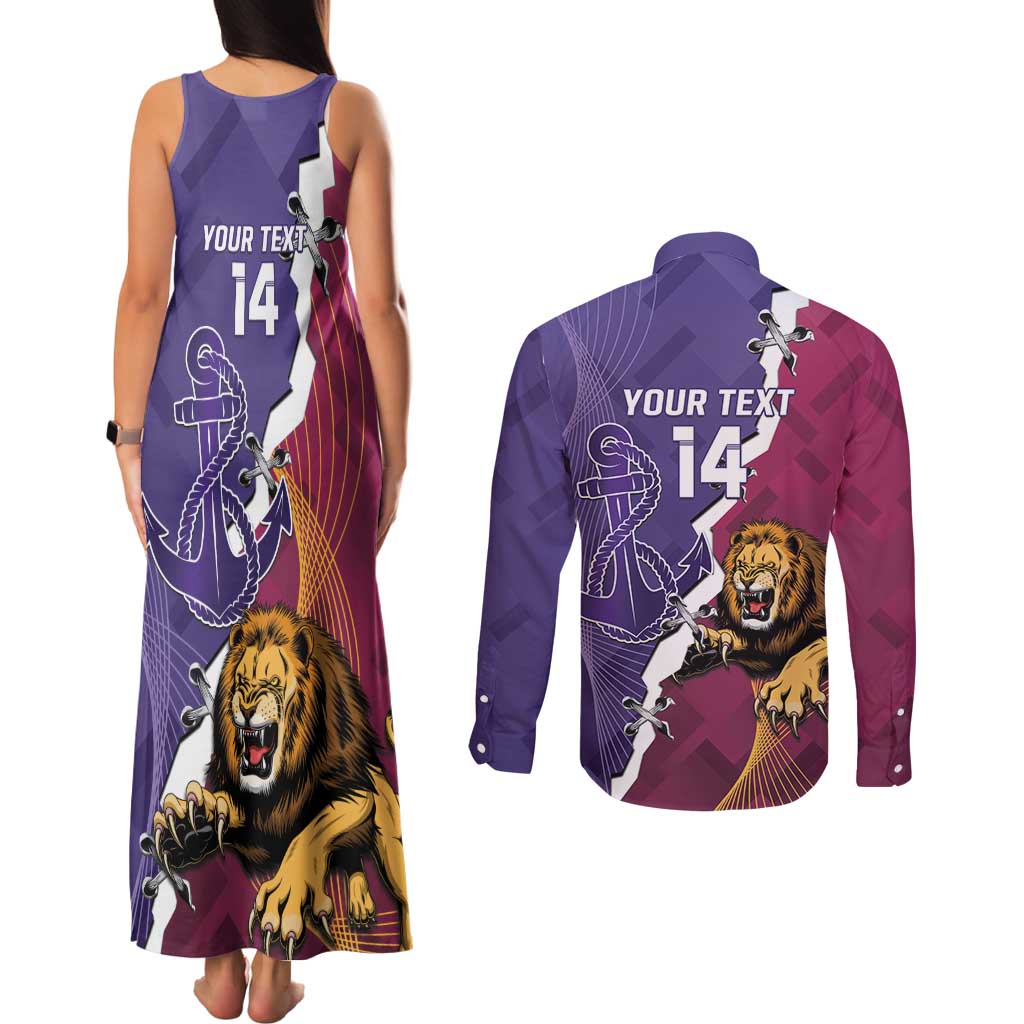 Dockers And Lions Football Custom Couples Matching Tank Maxi Dress and Long Sleeve Button Shirt 2025 Sporty Dynamic Version - Aussie Hoodie