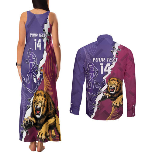 Dockers And Lions Football Custom Couples Matching Tank Maxi Dress and Long Sleeve Button Shirt 2025 Sporty Dynamic Version - Aussie Hoodie