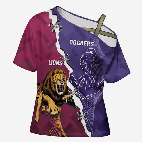 Dockers And Lions Football Custom Cross Shoulder Shirt 2025 Sporty Dynamic Version - Aussie Hoodie