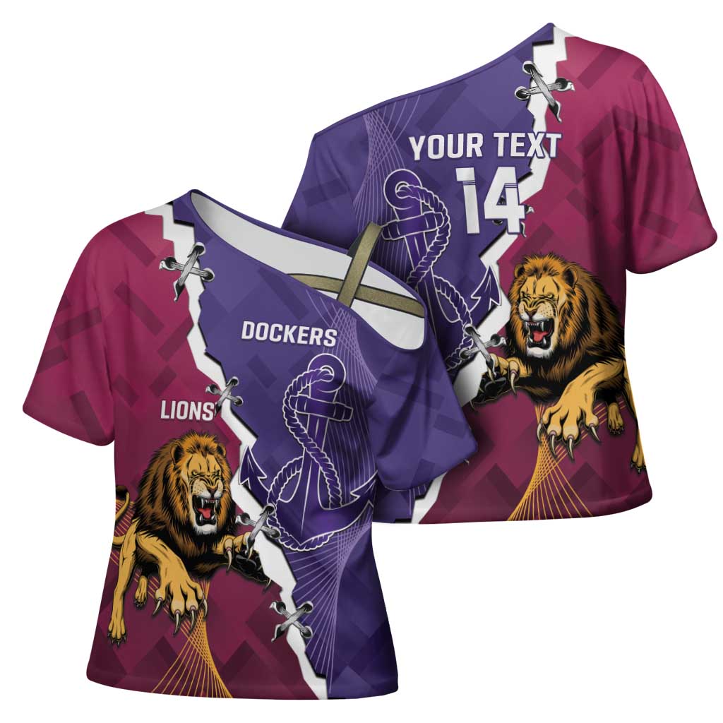 Dockers And Lions Football Custom Cross Shoulder Shirt 2025 Sporty Dynamic Version - Aussie Hoodie